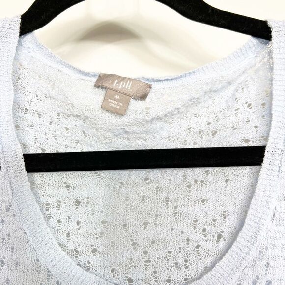 J.jill Women Blue Open-Knit Tunic Scoop Neck Top Cotton Breathable Size Medium - Picture 9 of 9